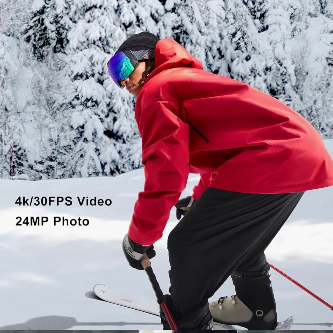 FrostLux goggles worn with helmet